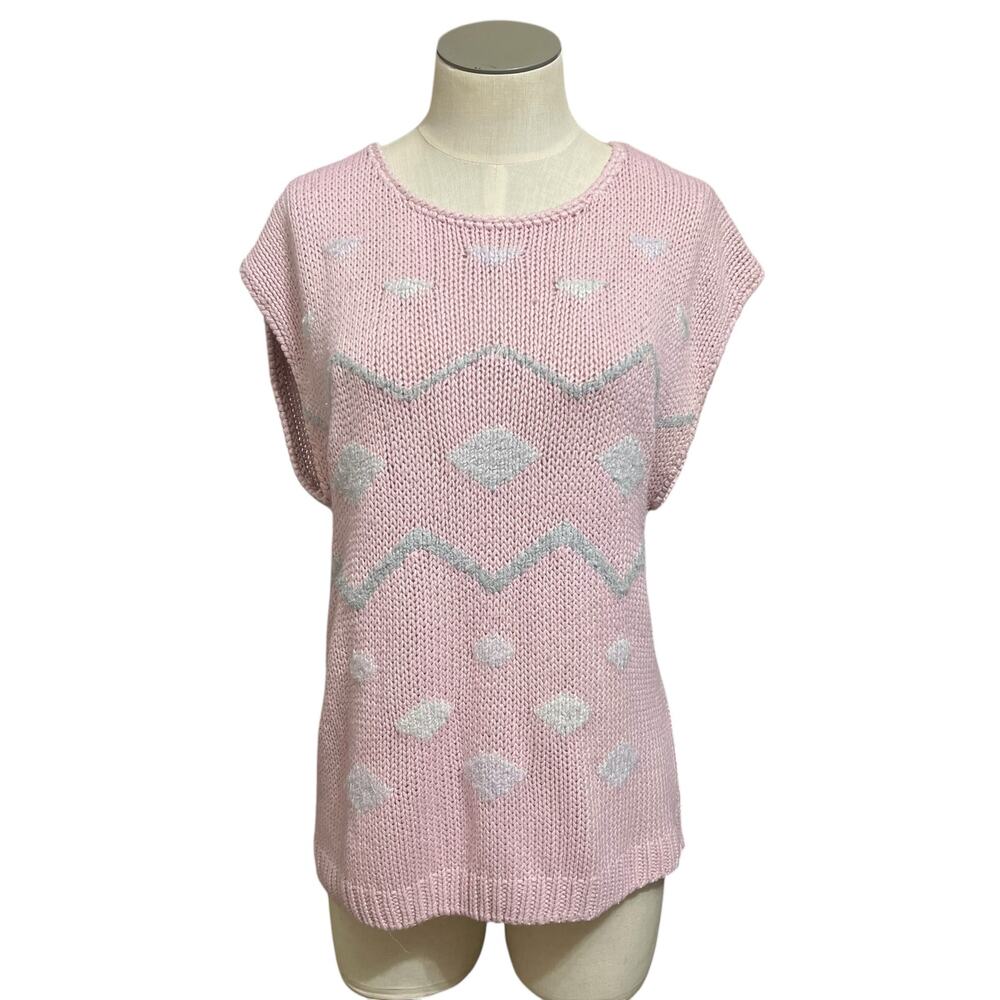 Country Concepts Womens Vintage Silk Blend Hand Knit Cottage Granny Sweater Sz L